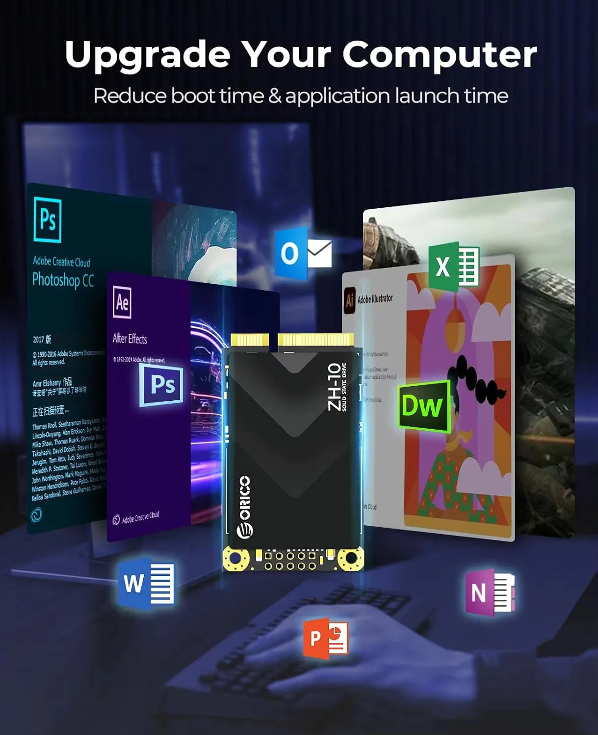 ORICO mSATA SSD، SATA III 6Gbps 3D NAND محرك الأقراص الصلبة الداخلي لأجهزة الكمبيوتر المحمولة Ultrabooks Desktop-ZH10