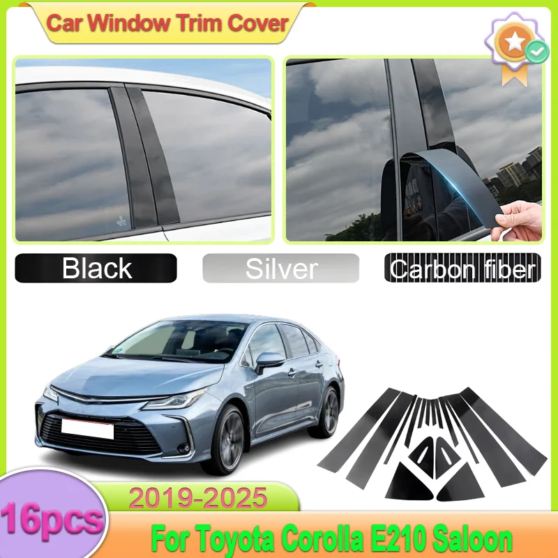 

For Toyota Corolla E210 Saloon 2019-2025 Altis Prestige 16PCS Window Cover Door Decal B C Column Pillar Sticker Car Accessories
