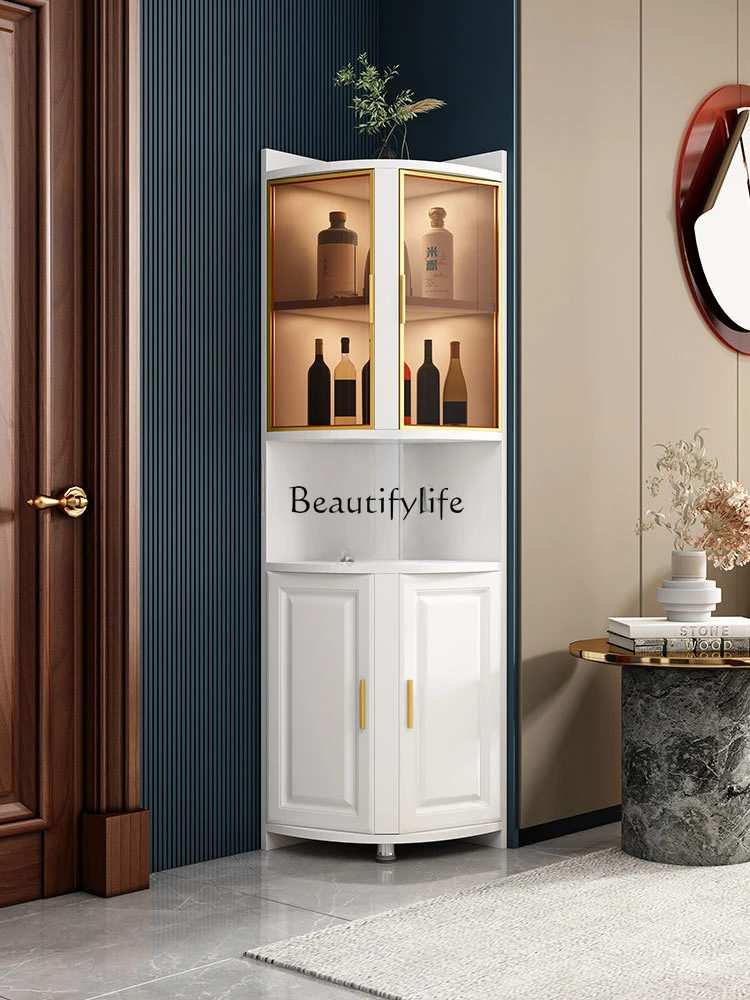 Corner Storage Rack Living Room Bedroom Fan-Shaped Wine Cabinet Cabinet