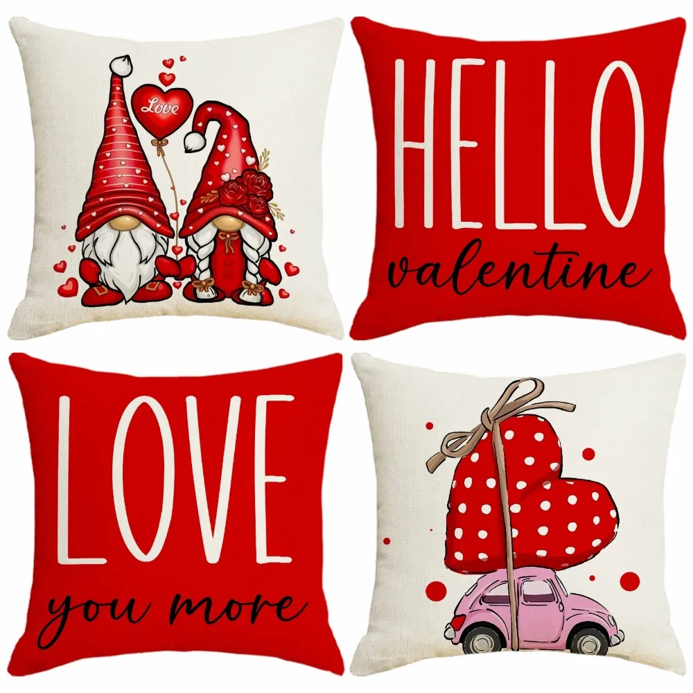 

Valentine's Day Decoration Pillowcase Dwarf Pattern Design Is Suitable for Home Room Sofa Cushion Cover Lover Gifts