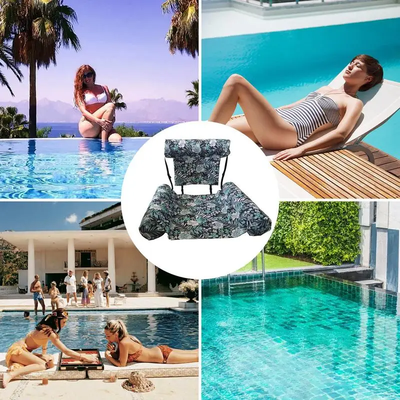 Flotadores inflables para piscina, hamaca inflada para nadar, hamacas de agua plegables portátiles para piscina para adultos y niños