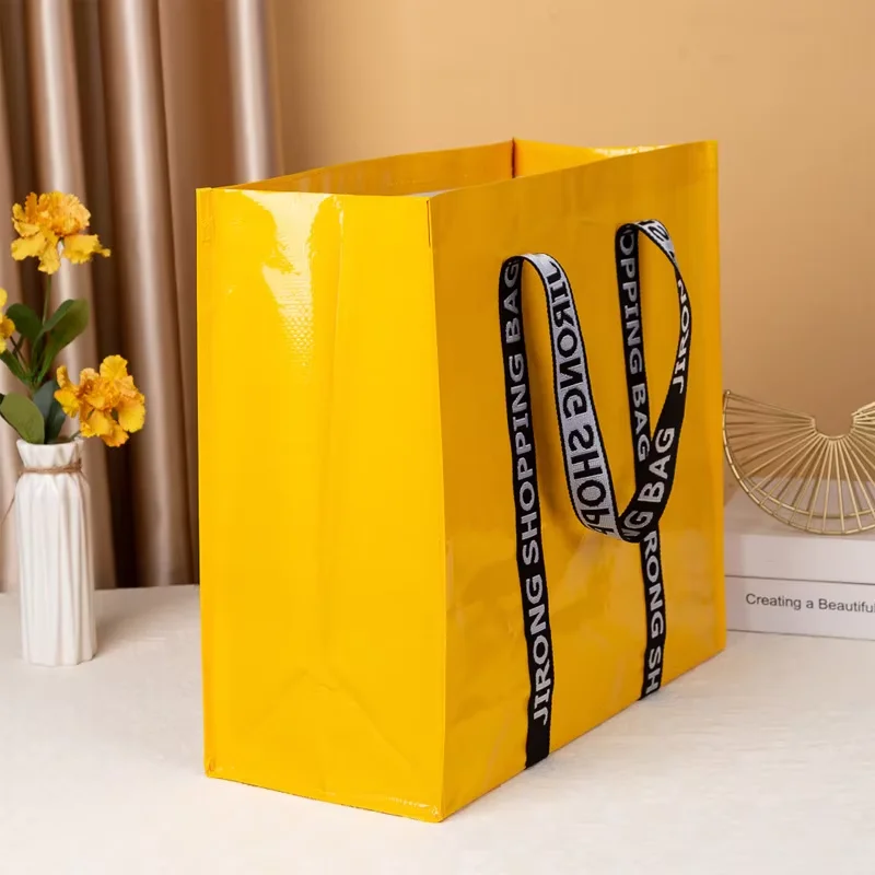 

Large PP Woven Women's Shopper Bag Waterproof Nylon Portable Grocery Storage Tote Female Shopping Shoulder Bags Vintage Handbags