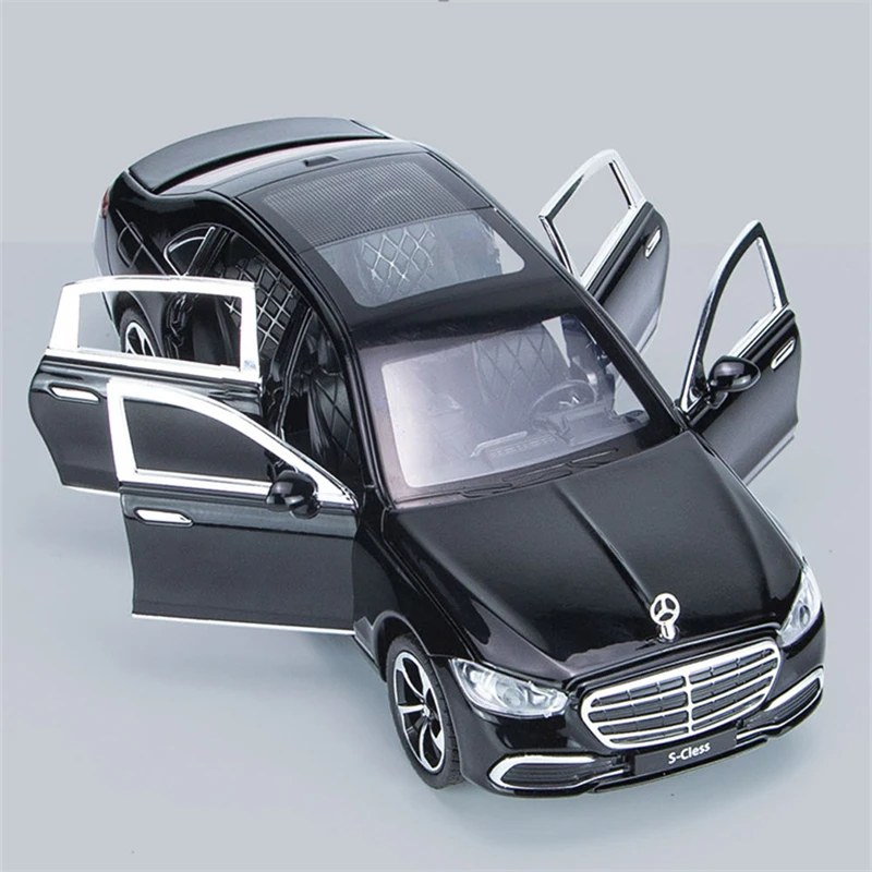 1/22 Maybach S400 Alloy Luxy Car Model Diecast Metal Toy Vehicle Car Models Simulation Sound and Light Collection Childrens Gift