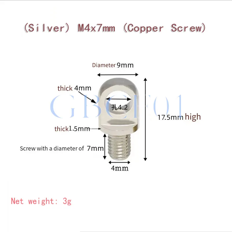 Copper Lifting Ring Eye Bolt M3 M4 M5 M6 M8 M10 SiIver Ear Screw for Wire Rope Plant Light Drone Suspension DIY Hardware