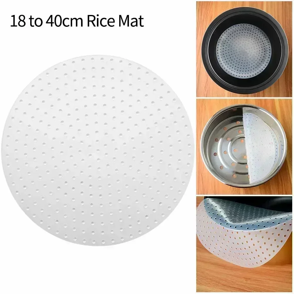 Rice Cooker Silicon Pad Mat Non-stick Pan Replacement Reusable Safe Small 18-40cm Thickening White Anti-burn Burnt Proof