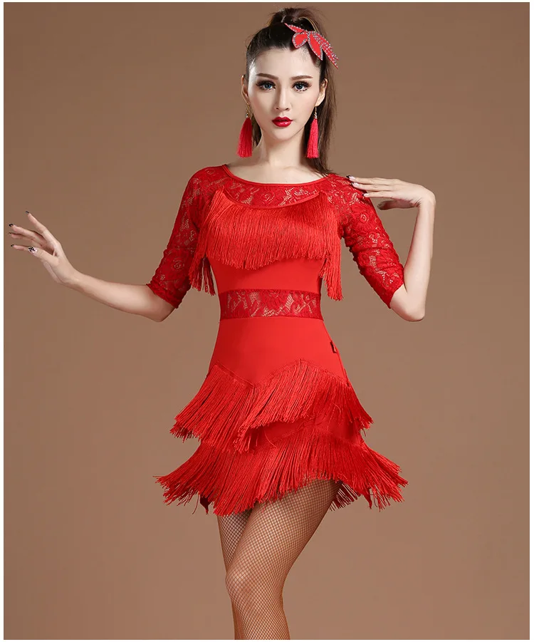 Abiti da ballo latino Donna/Ragazza Gonna sexy con frange di paillettes Sala da ballo/Tango/Salsa/Rumba/Vestiti latini Abiti in vendita