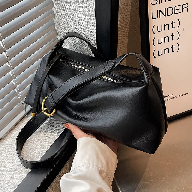 Women\'s PU Messenger Bag 2022 New Fashion Retro One Shoulder Underarm Bags Large Capacity Shopping Bag