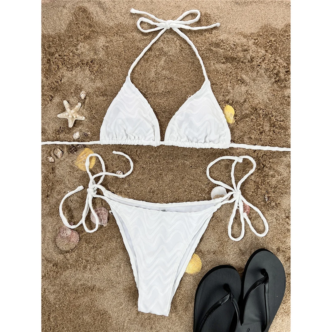 Sexy neuer, geraffter Neckholder-Bikini mit Trägern, zweiteiliger Damen-Bikini, Badeanzug, Badebekleidung, Badeanzug für Damen, V4367 – Detail 16