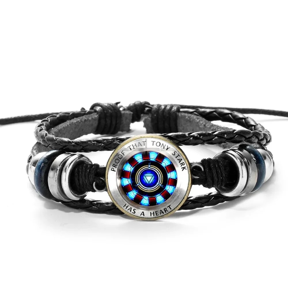 Hot Marvel Series Captain America Fashion Versatile Bracelet  Time Gem Energy Gathering Leather Bracelet Weaving Handpiece