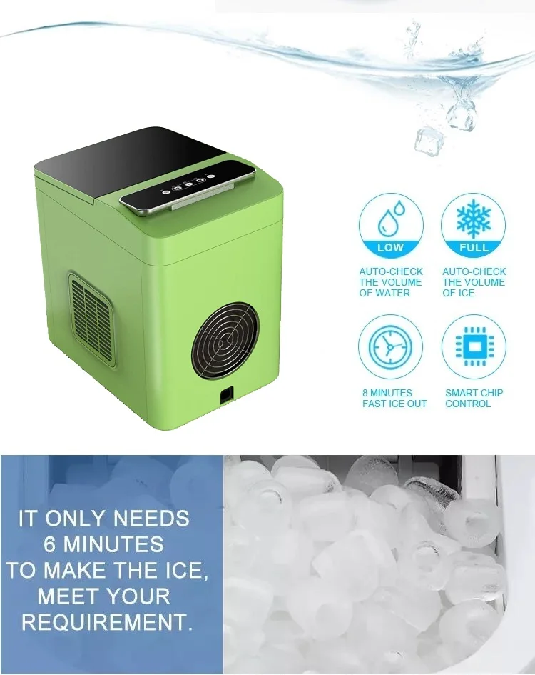 Ice Maker Countertop 9 Cubes Ready in 6 Mins 26lbs in 24Hrs Self-Cleaning Ice Machine with Ice Scoop and Basket