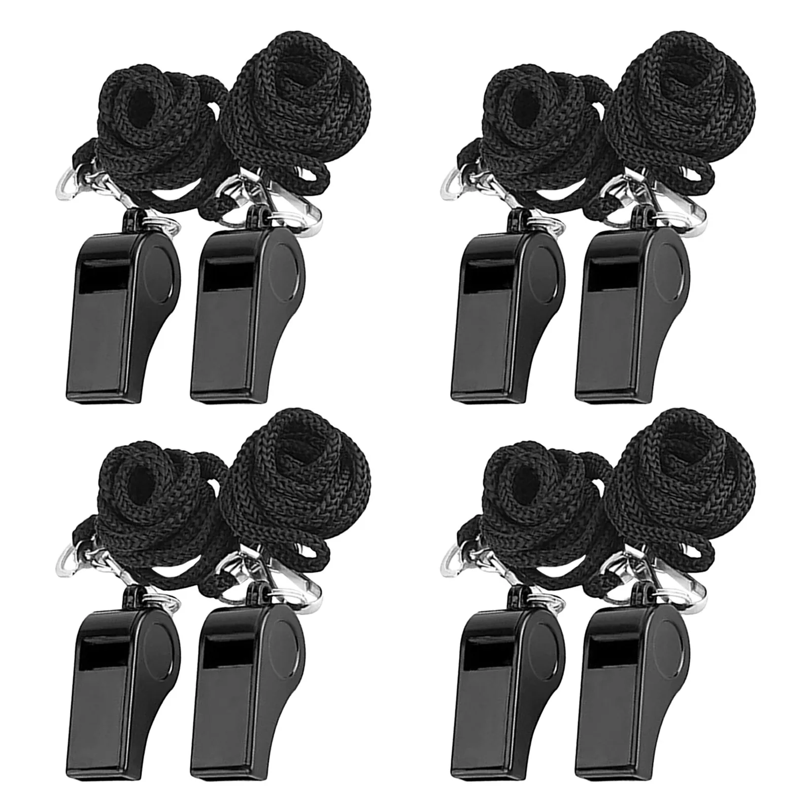 8pcs Black Metal Whistle Loud Sound Emergency Survival Safety Supplies Lanyard Outdoor Sports Pet Training view 3