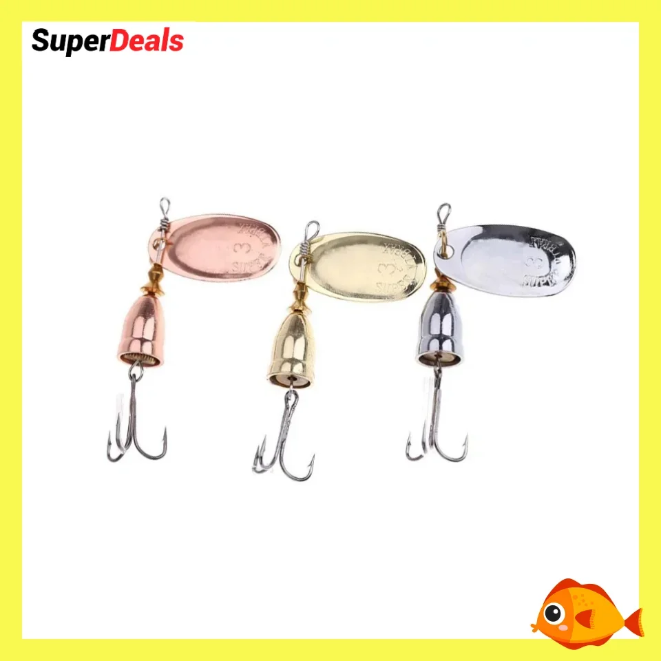 Spinner Metal Lure 6g Rotating Brass Hard Artificial Spoon Bait Treble Hook Fishing Tackle For Pike