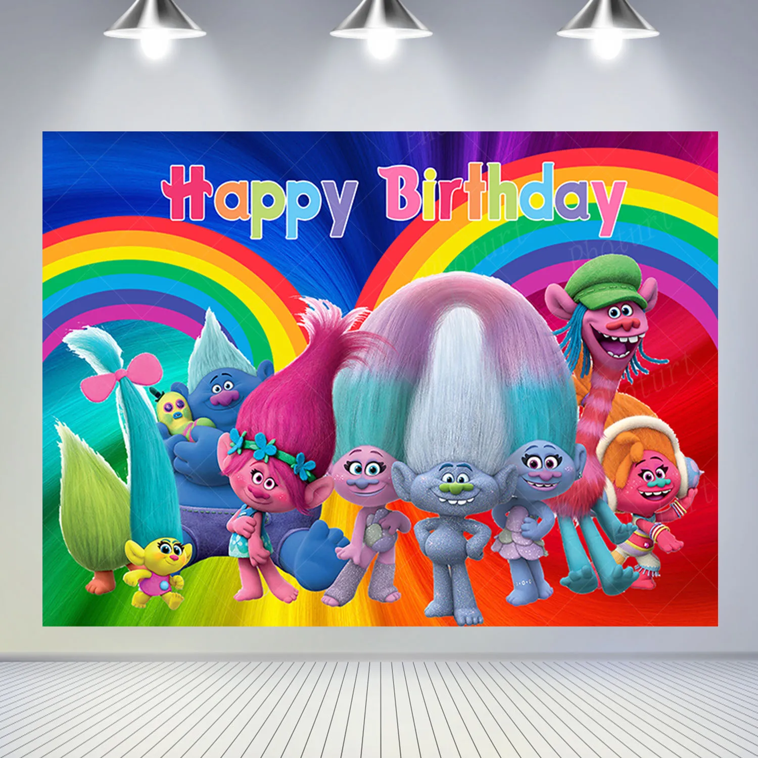 متعدد الألوان الشعر الطويل دمية خلفية الاطفال حفلة عيد ميلاد خلفية استحمام الطفل راية الفينيل التصوير استوديو الدعائم