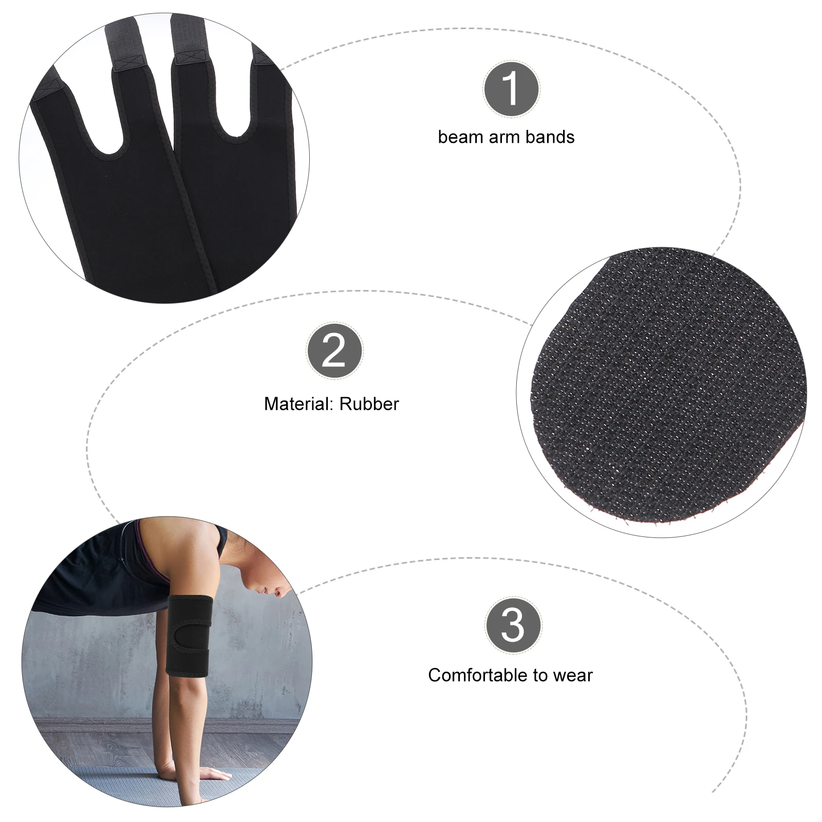 

2 pcs Rubber Armbands Multipurpose Arm Beam Protective Guards Slimming Sports Running Adjustable Sweating Bands Flexible