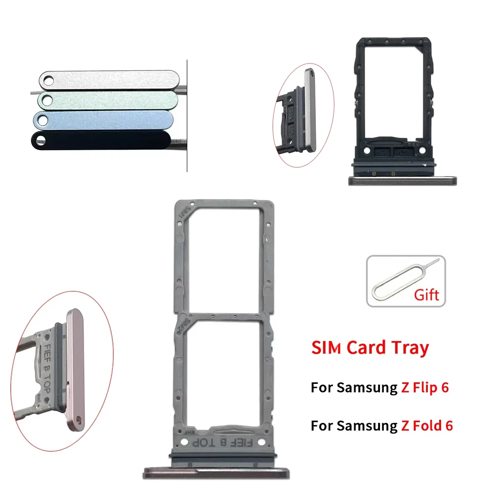 

10Pcs , Sim Card Tray For Samsung Z Flip 6 / Z Fold 6 Dual Micro SIM Card Slot Tray Holder SD Card Reader Parts