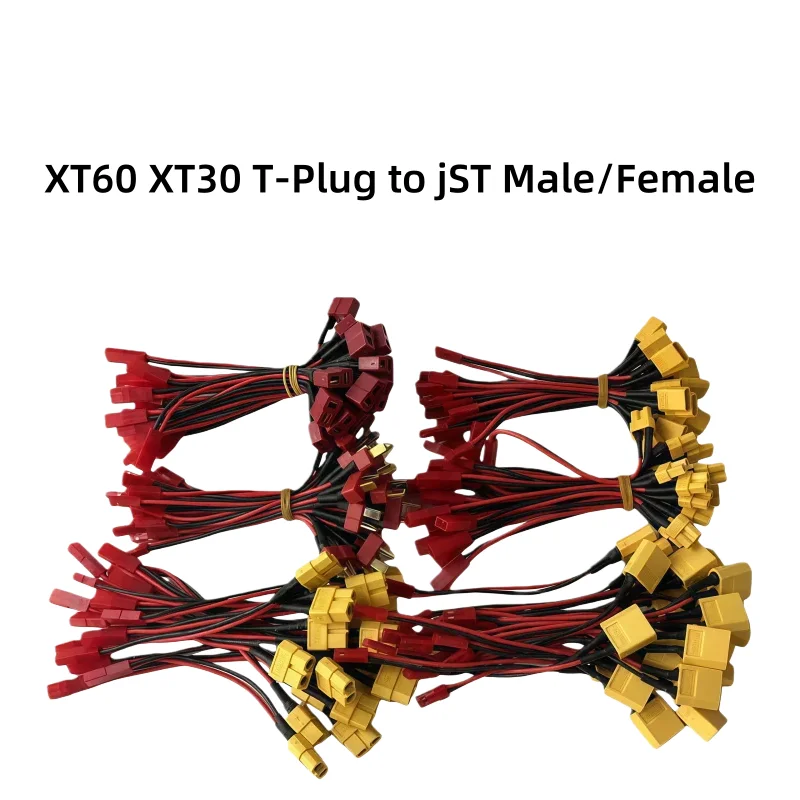 

Переходной кабель 10 см XT60 XT30, Т-образный штекер к разъему JST «папа/гнездо», силиконовый провод 22AWG,