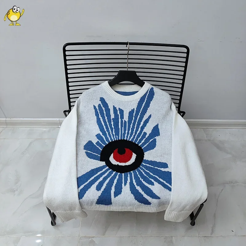 

Классический жаккардовый свитер «домик ошибок» для мужчин и женщин, с круглым вырезом, в стиле Хай-стрит, свободный, в стиле хип-хоп, стандартная Мода, лучшее качество