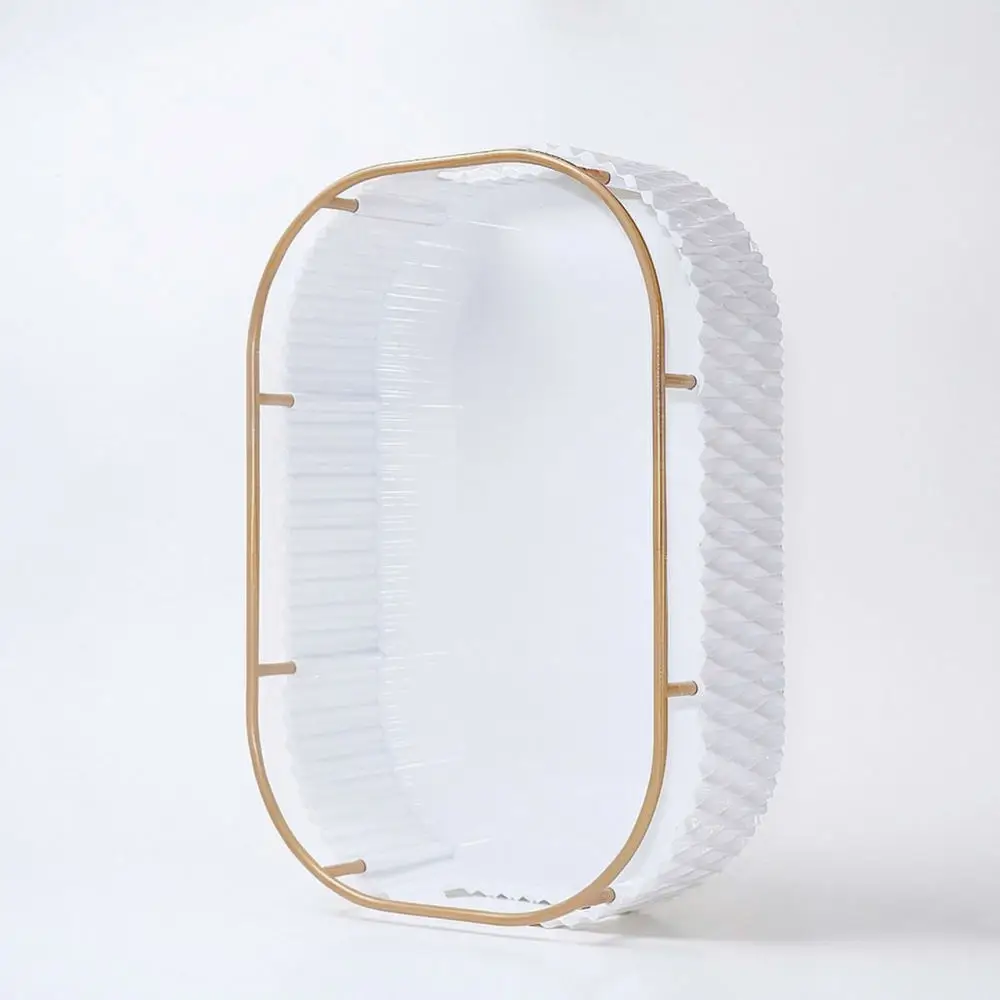 Simple Style Wave Texture Storage Box Creamy White Plastic Organizer Tray For Skincare Makeup Vanity Desktop Tidying