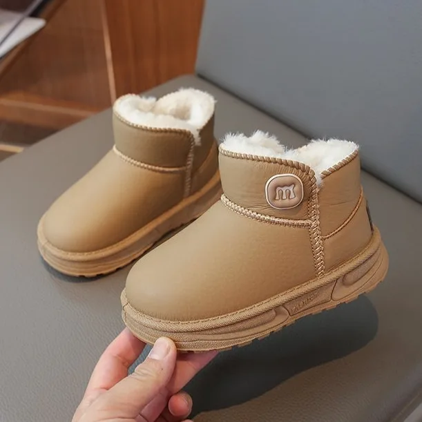 الفتيات أحذية الثلوج الشتاء سميكة صوف مبطن الانزلاق على الأحذية القطنية الدافئة للأطفال والأطفال الصغار العلامة التجارية الصينية الأسهم