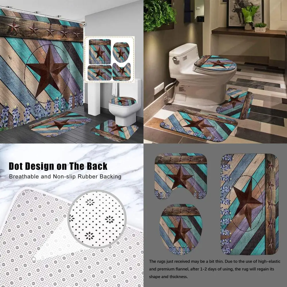 

Набор занавесок для душа со звездами фиолетового и синего цвета, стиль фермерского дома в деревенском стиле, декор для ванной комнаты в западном стиле