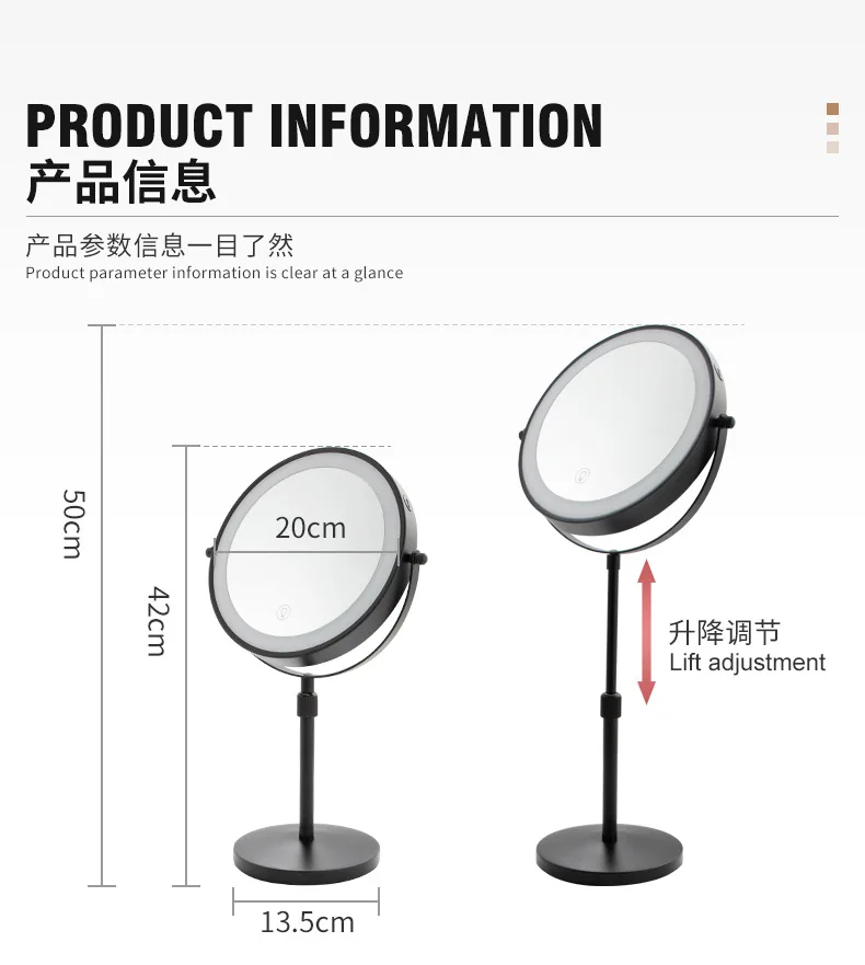 8 Inch Double-Side Makeup Mirror With 5/10X Magnification Clear Reflection And Easy To Carry Desktop Vanity Mirror With Stand