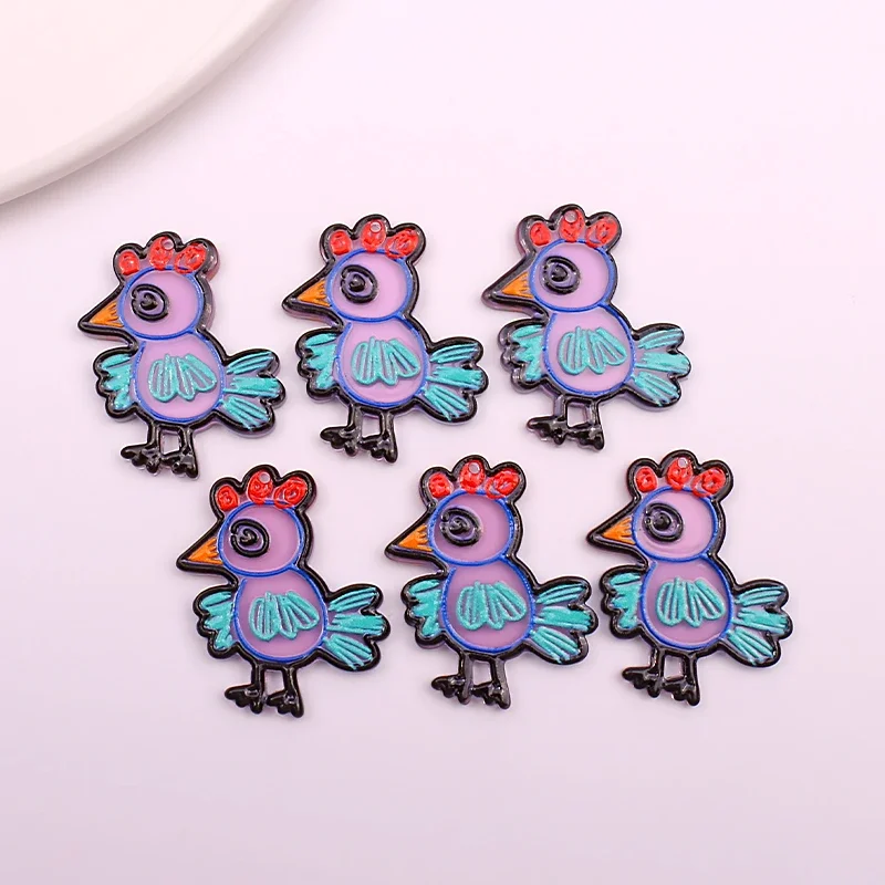 

10 шт. 28x37 мм Милая курица, подвеска для серьги, ожерелья, брелка, акриловый петух, петух, животное, сделай сам, ювелирные изделия