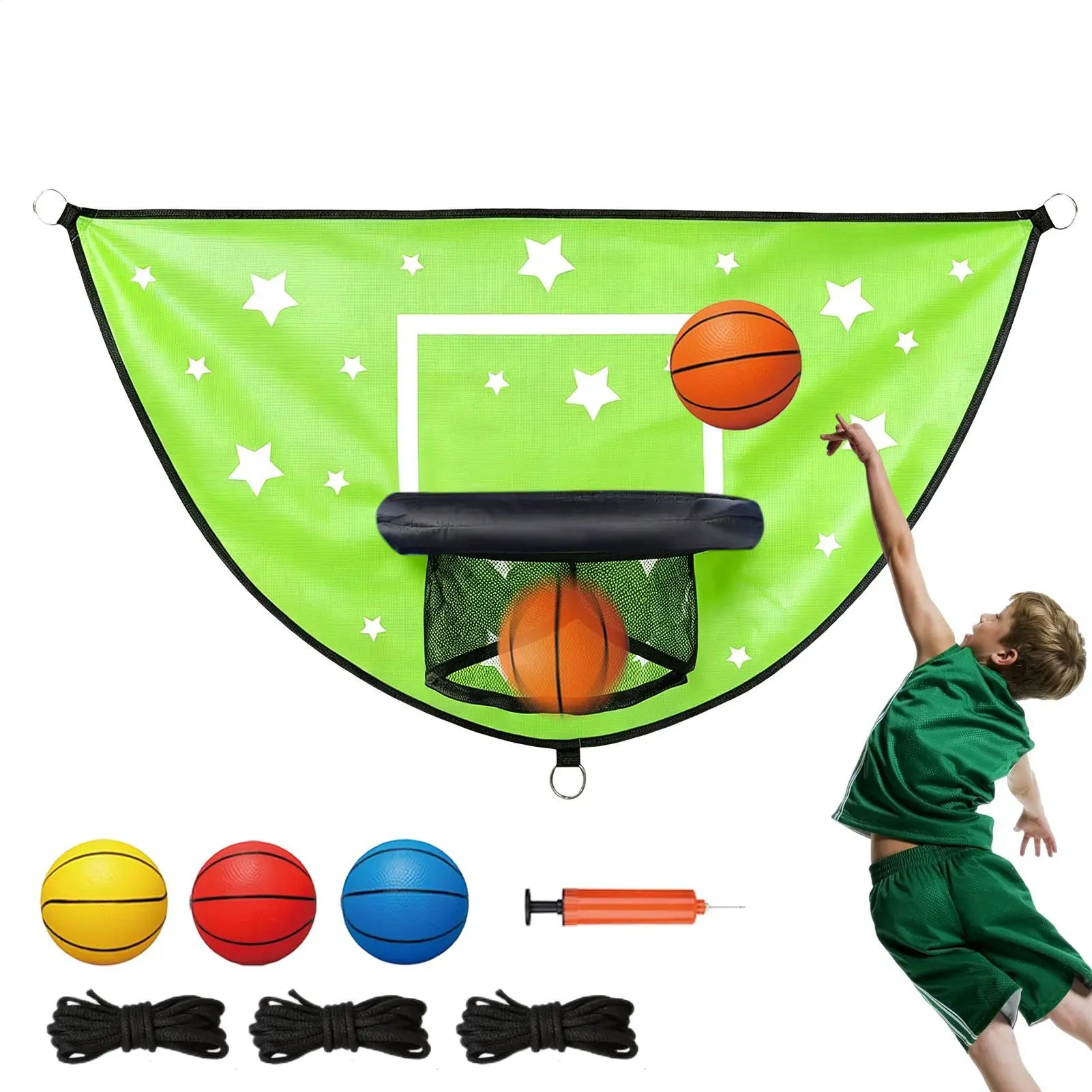 

Basketball Goal for Trampoline Kids Bouncing Hoop Game Set Trampoline Basketball Set for Playground Exercise Backyard Garden