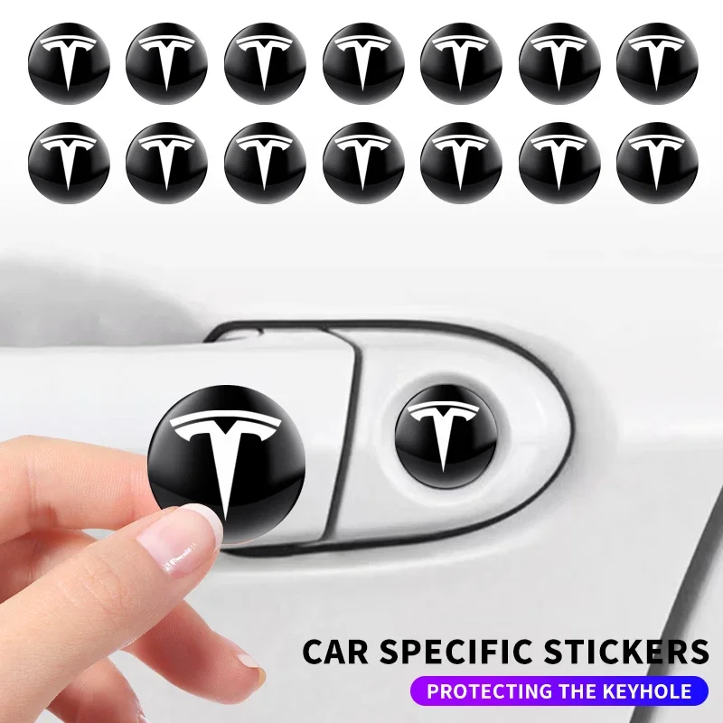 10PCS Car Door Key Hole Lock Protection Anti-blocking Dustproof Stickers For Tesla Model 3 X S Y P100D SpaceX Auto Accessories