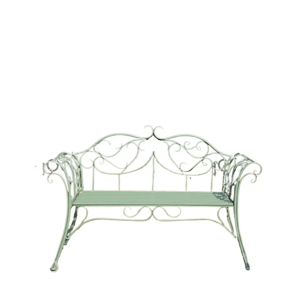 

American country wrought iron double chair bench villa garden courtyard outdoor backrest leisure park