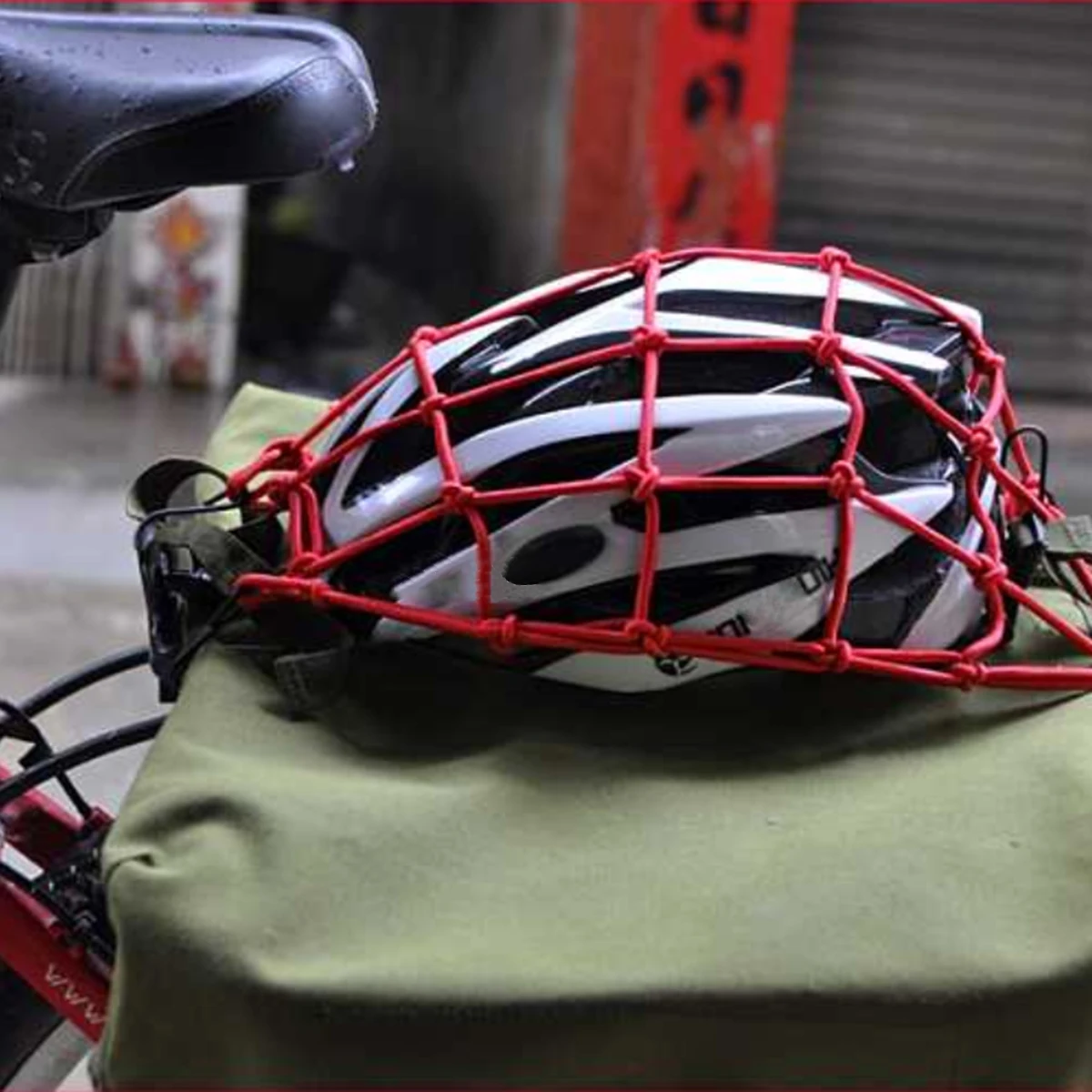 

Rear Frame Net Cover Red Heavy Duty Rubber Band Elastic Luggage Net Securing Boxes Bags Pickup Truck Motor Cover