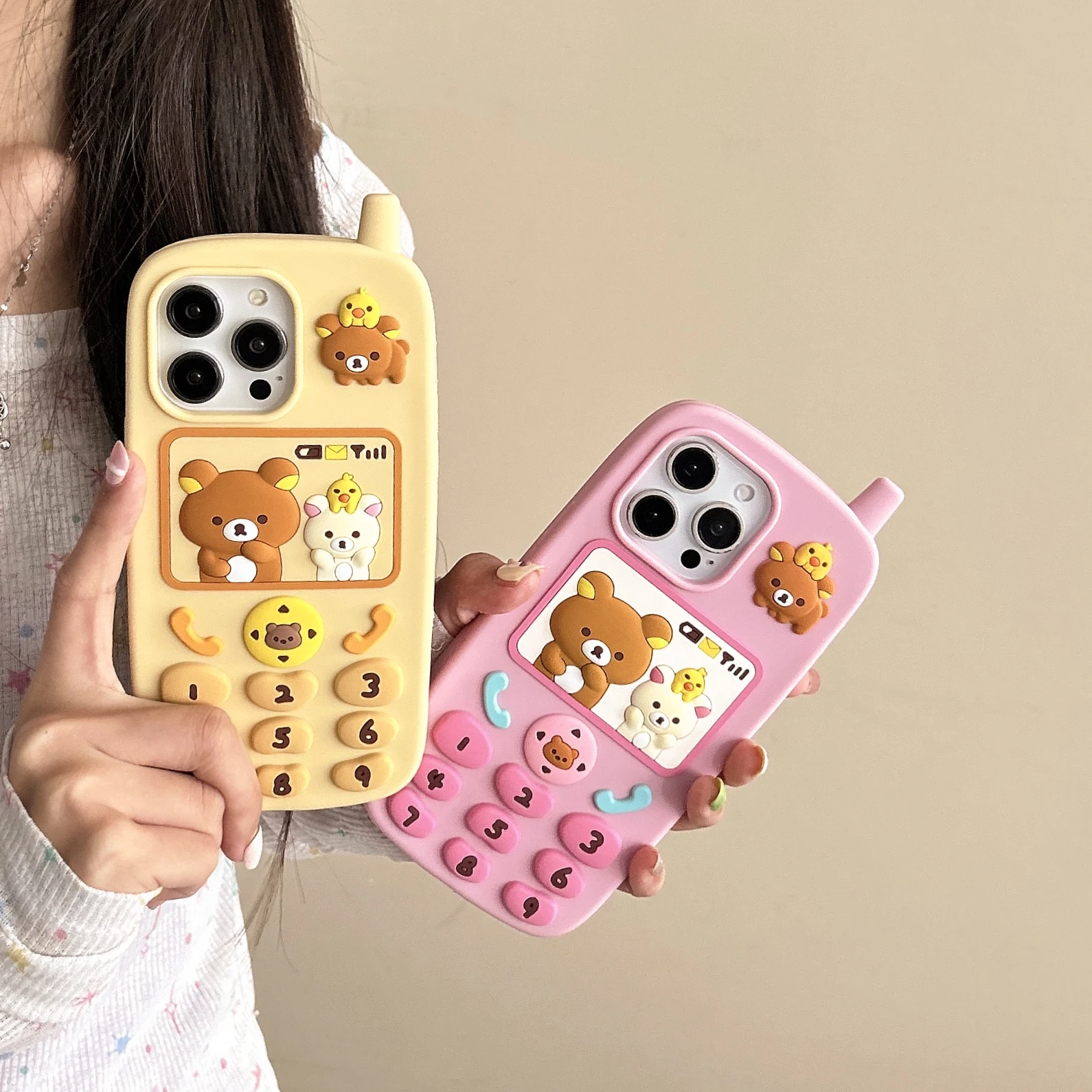 

For iPhone 12, 13, 14, 15, 16, 16 Pro, 16 Pro Max, 3D Cartoon Cute Animal Soft Silicone Phone Back Case Cover Skin Durable Shell