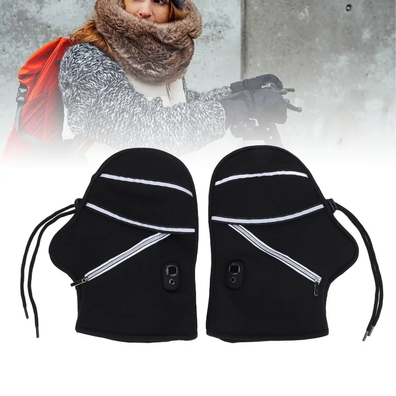 

Motorcycle Handlebar Heating Gloves Electric Bike Heated Gloves Built in Battery Instant Heat Durable Windproof Cold Tolerant