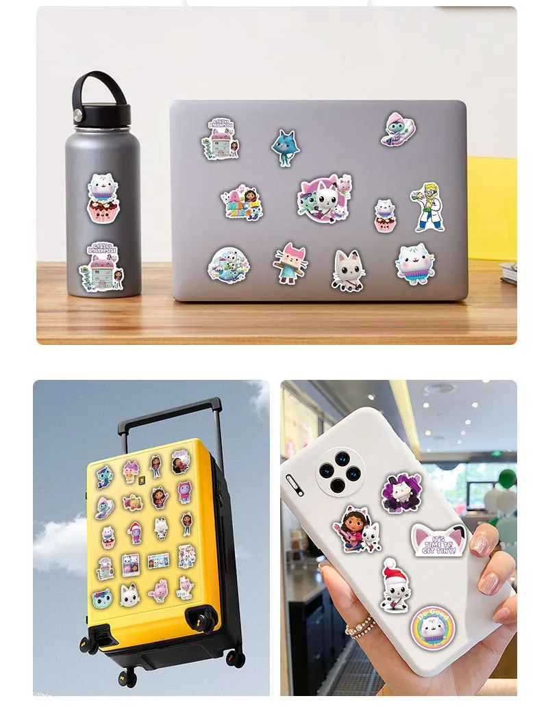 50/100PCS Anime Gabby Dollhouse Sticker Waterproof DIY Graffiti Stickers Skateboard Computer Luggage Car Sticker