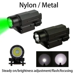 Tactical 3/4 Mode Outdoors Zoomable Picatinny Mount Gun Tactical Flashlight Hunting Torch Light Nylon Metal Green Light