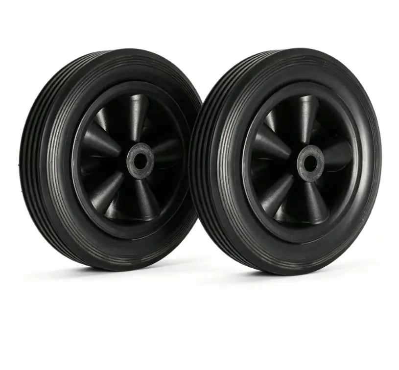 Two Piece Swivel Wheel Set for Barbecue Grills Intended for Use with Standard Grill Legs and Mounting Hardware