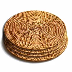 4 Pcs Rattan Trivets for Hot Dishes-Insulated Hot Pads Durable Pot Holder for Table Heat Resistant Mats for Kitchen