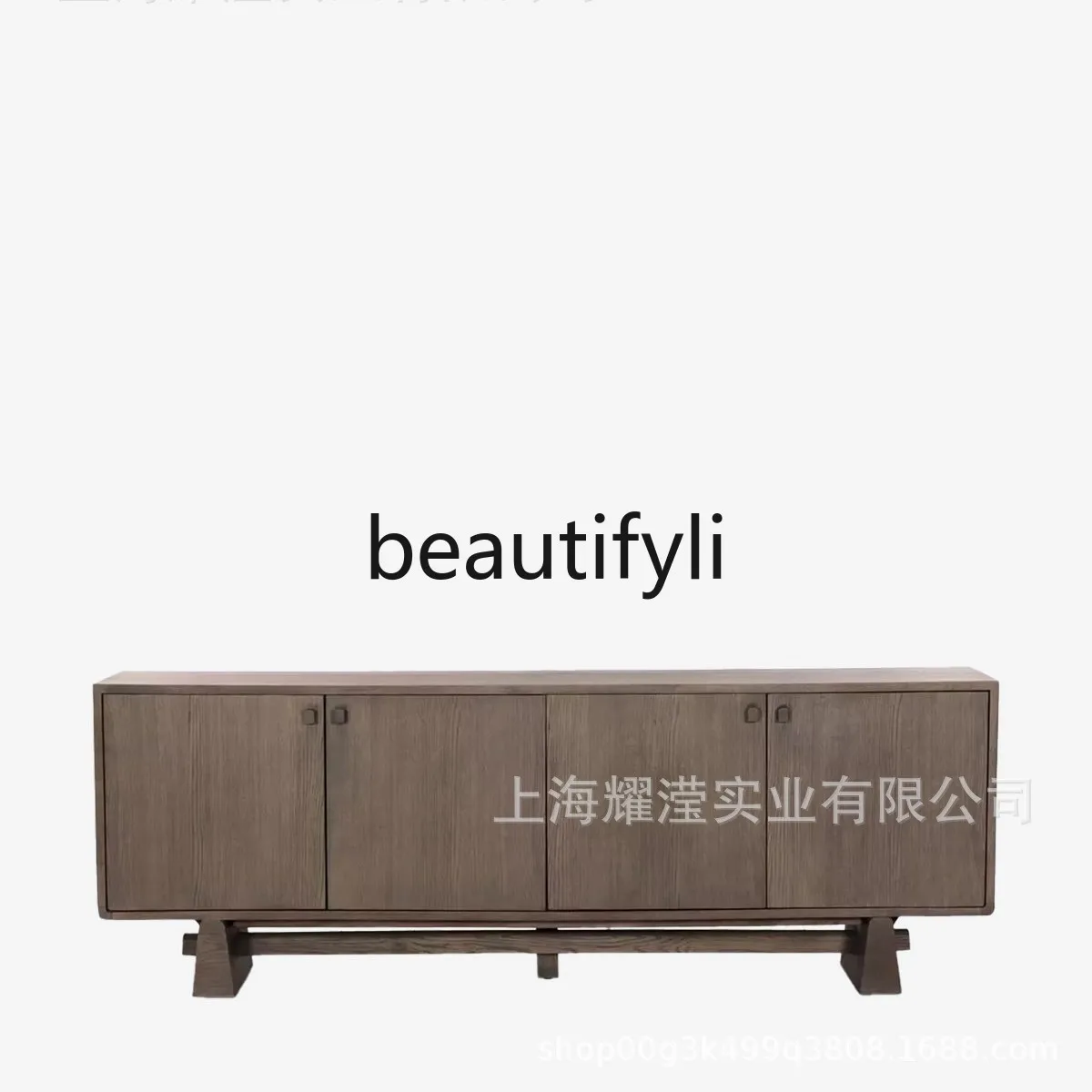 

Italian Modern North American Black Walnut TV Cabinet Vintage Style Sideboard Solid Wood Wall-Mounted Storage Cabinet