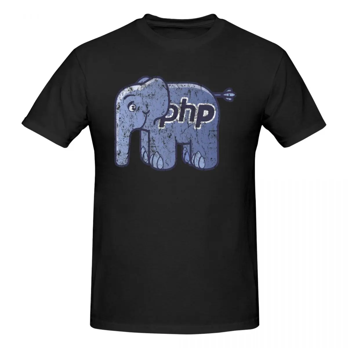 Men Vintage PHP ElePHPant Logo Funny Programmer T Shirt Streetwear Oversized O-neck Cotton Short Sleeve Custom T Shirts For Men