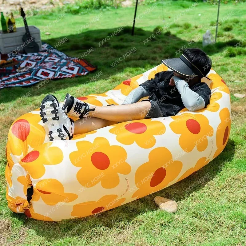 Outdoor Camping Inflatable Sofa Folding Portable Air Sofa Lightweight Ultralight Backpacking Beach Lazy Sleeping Bed