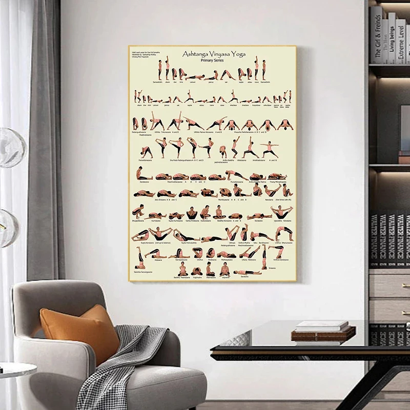 Modern  Exercise Gym Yoga Ashtanga Chart Pose Health Poster Art Canvas Painting Pictures Print Room Home Decor Cuadros