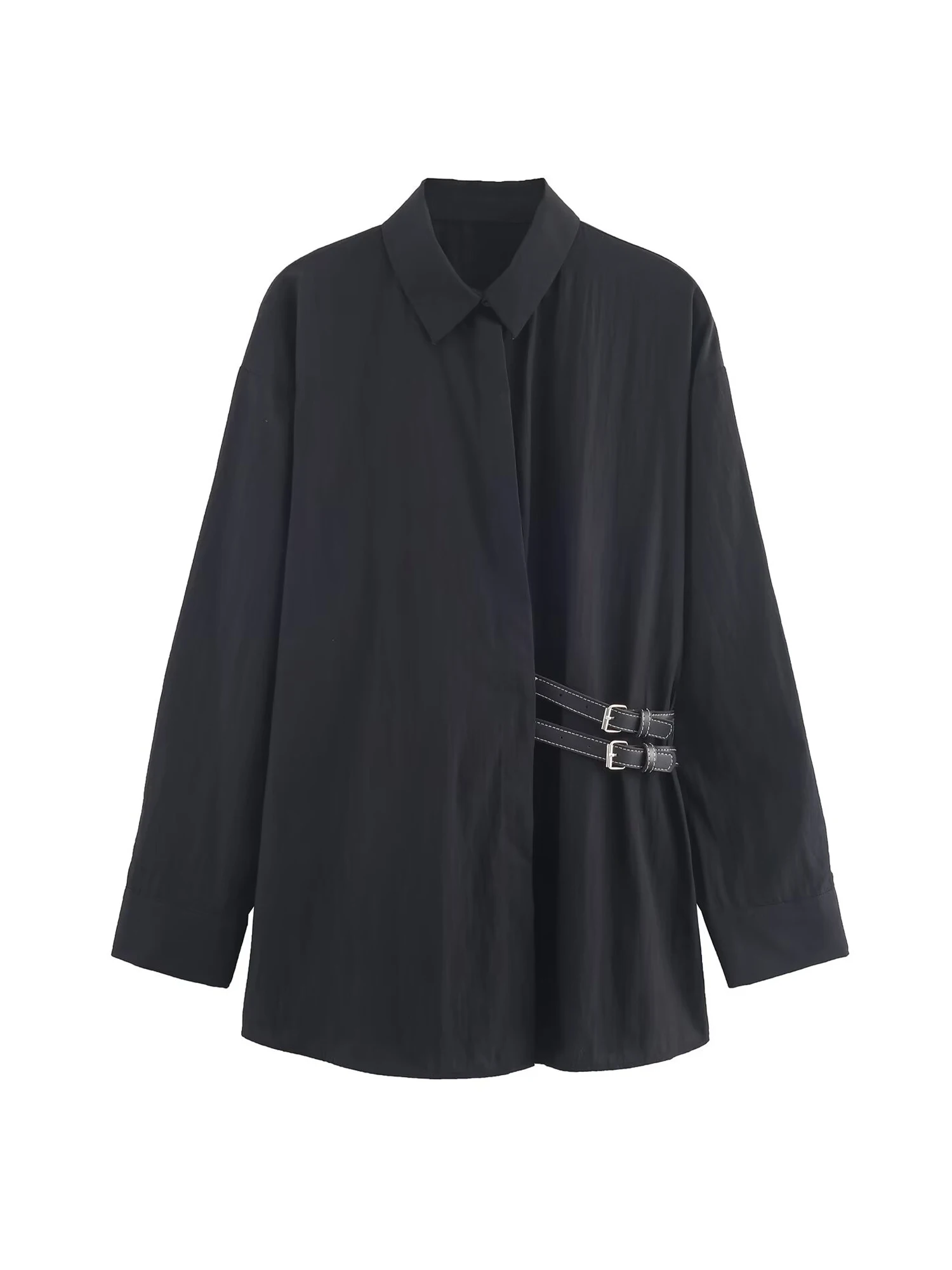 

Женские черные готические эмо-рубашки и блузки, винтажные рубашки Y2k 2000-х годов с длинным рукавом и воротником-поло, рубашка оверсайз, одежда весна-осень 2025