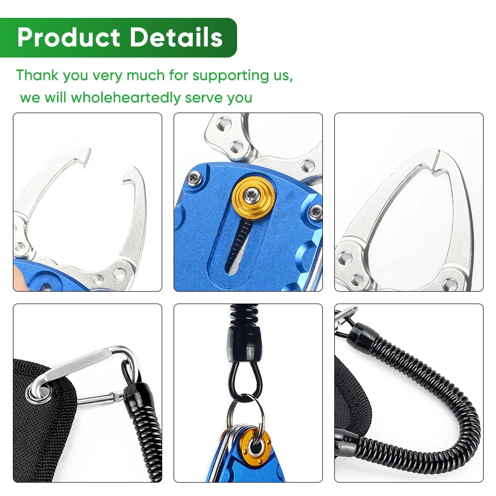 DNDYUJU Outdoor Portable Lock Fishing Grip Fish Lip Clip Folding Gripper Ultra Light Weight With Retention Rope Fishing Tackle