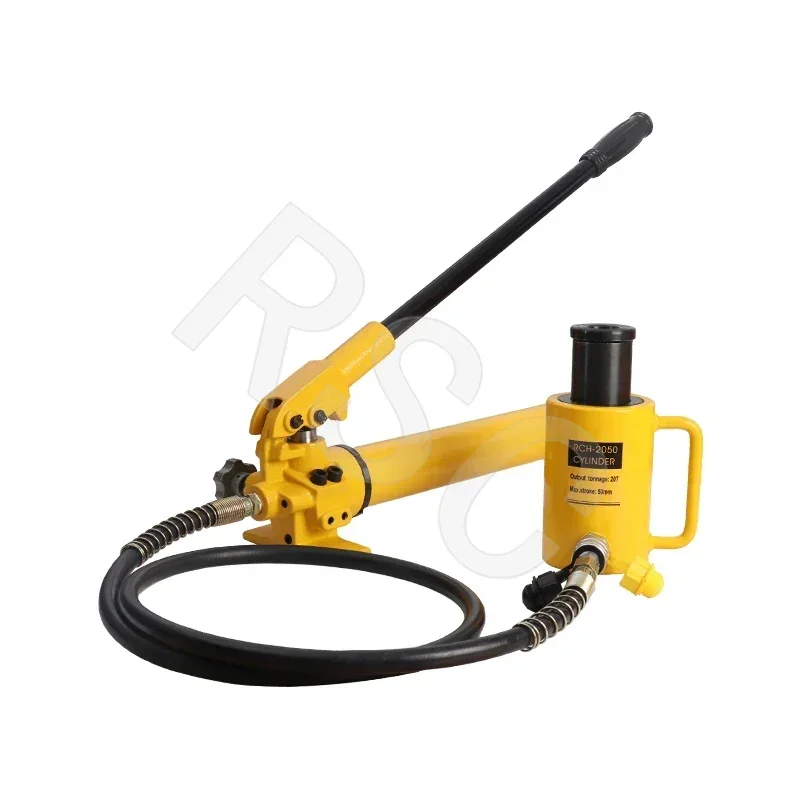 1 Set of RCH-2050 Hollow Hydraulic Jack Hydraulic Cylinder Output 20 Tons Stroke 50 Mm with CP-700 Manual Hydraulic Pump