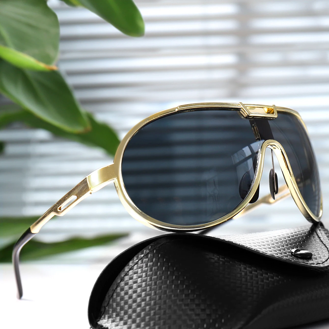 Trendige runde modische Sonnenbrille, Unisex, lässig, winddicht, UV-Schutz, Sonnenbrille für Selfie, Party, Reisen, mit Box – Detail 2