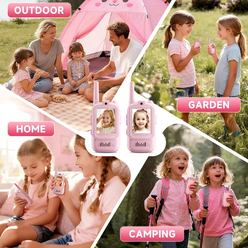 

MACH-Video Walkie Talkies For Kids, Handheld Rechargeable Video Intercom Kids Walkies Talkies For Outside, Camping Pink