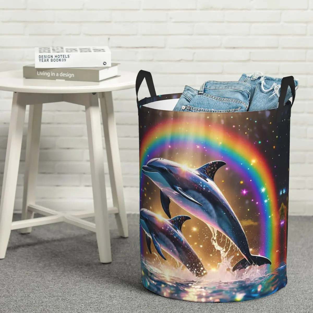Laundry Collector Sunset Dolphins Dancers Sea Creature Dolphin Foldable Laundry Basket Baby Washing Basket Home Organizer