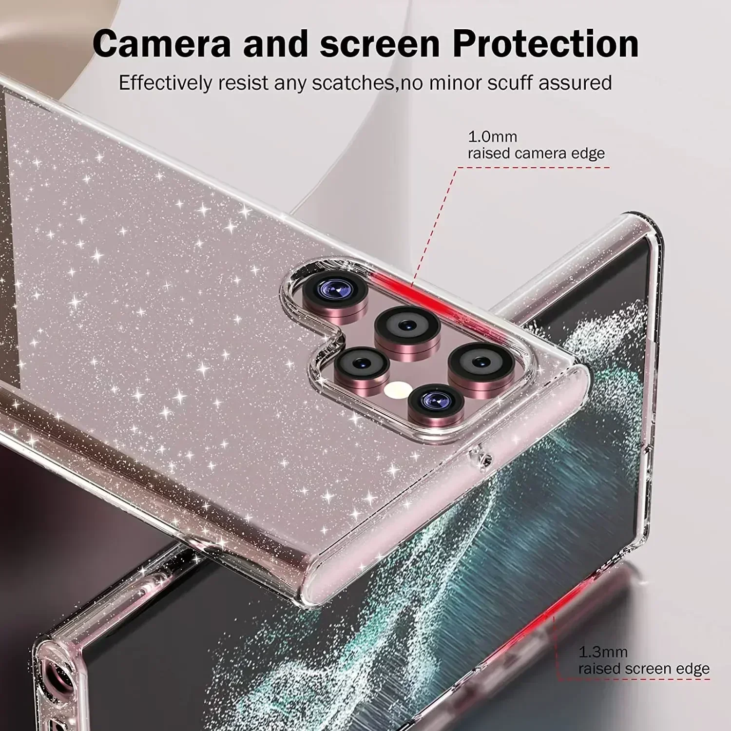 Glitter claro caso de telefone para samsung galaxy s23 s22 ultra s24 s21 plus s20 fe a53 a52 a13 a51 nota 20 capa de silicone transparente