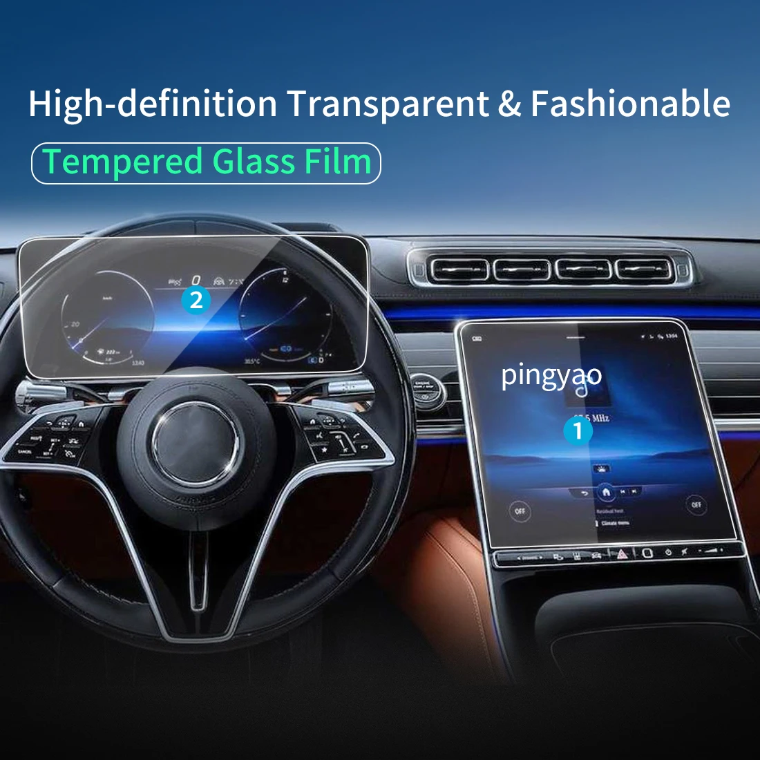 Car Stickers Screen Protector Carplay For Benz S Class 2023 Navigator Tempered Glass Protective Film Car Accessories For Vehicle