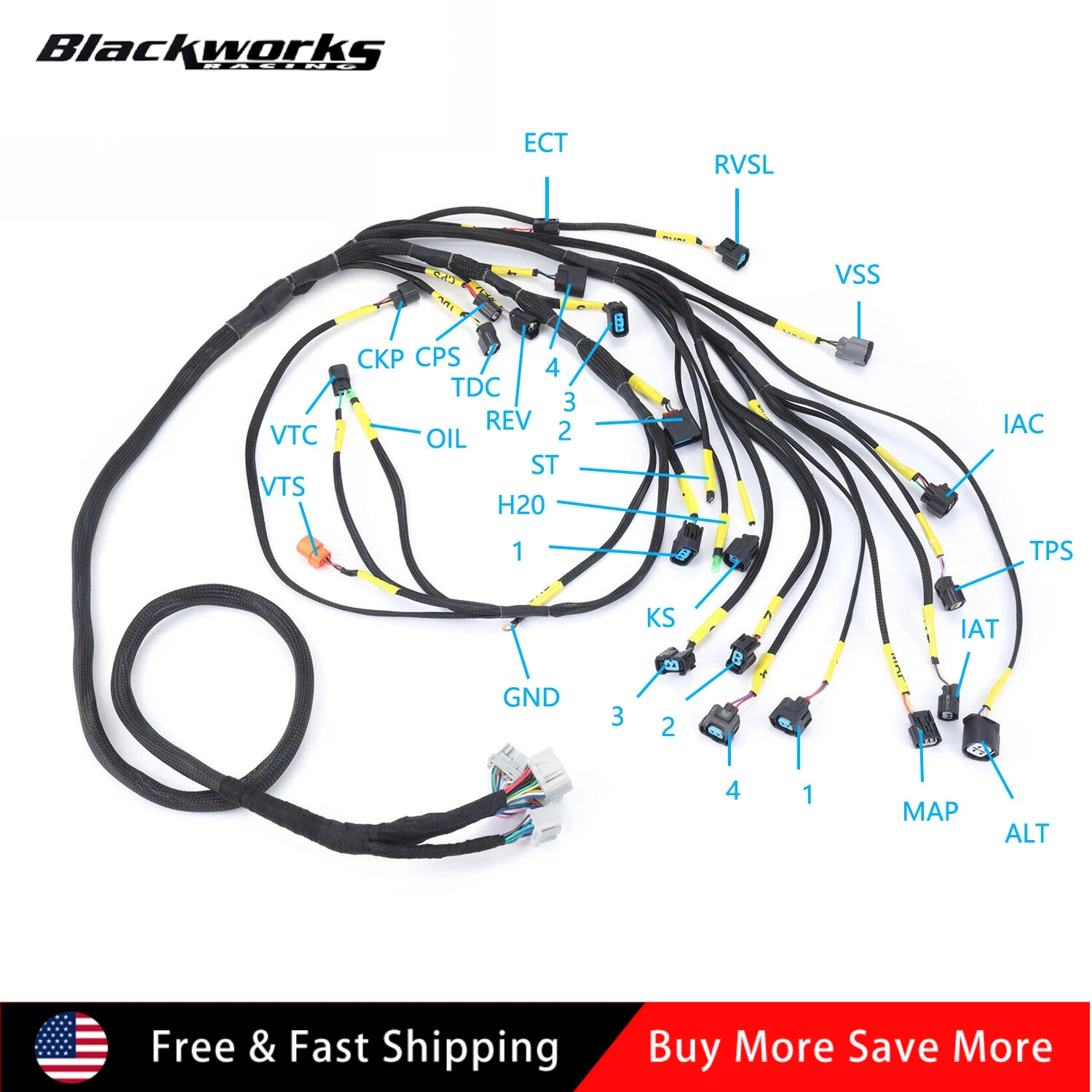 

K-Series Tucked Engine Harness K20 K24 for Honda Acura K-Swap Integra CRX EK EG for 01-05 Civic EP3 (Type S or K24 Swap)