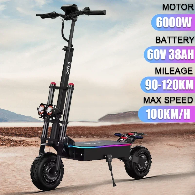 D88 Off-road Electric Scooter 6000W Dual Motor 60V-38AH High Strength Battery Hydraulic Brake with Display Maximum Speed 100KM/H